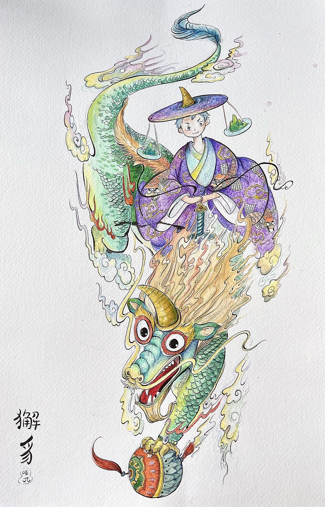 与辉柏嘉合作的山海兽原创绘