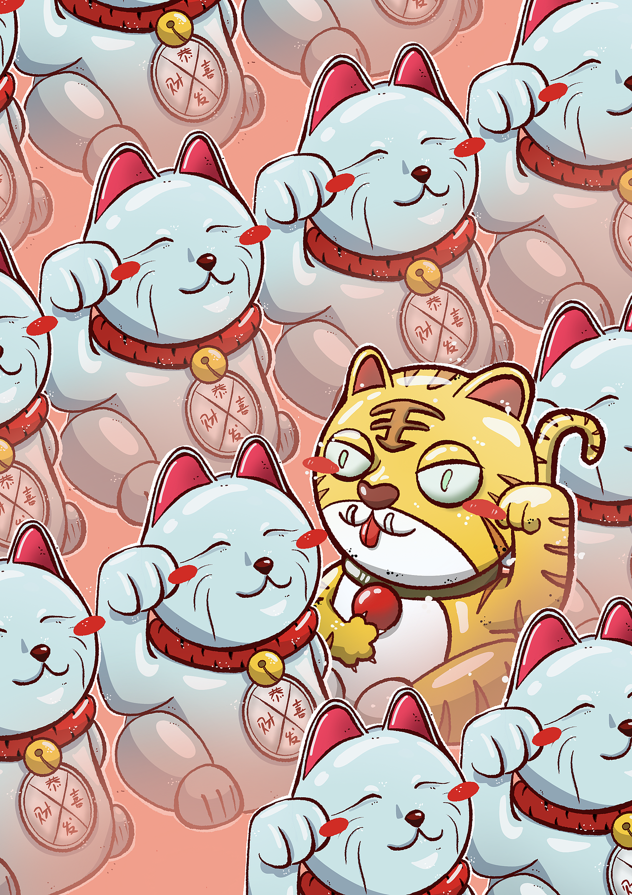 慈祥的猫和逗比的虎（图ZMjk5NzM4MjA4） - 商业插画 - 站酷设计师小麦画画原创素材 - 站酷ZCOOL