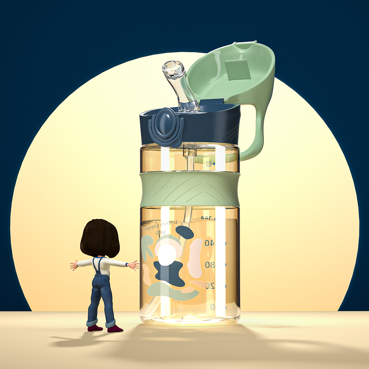 大童夏日水杯主图渲染设计