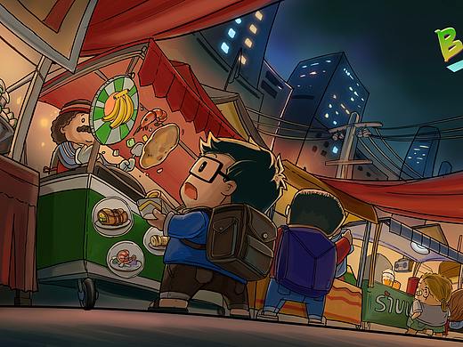 BANGKOK日记2（个人主页-ZNDMzMzE5MjA=） - 新锐潮流插画 - 站酷设计师肥仔花er原创素材 - 站酷ZCOOL