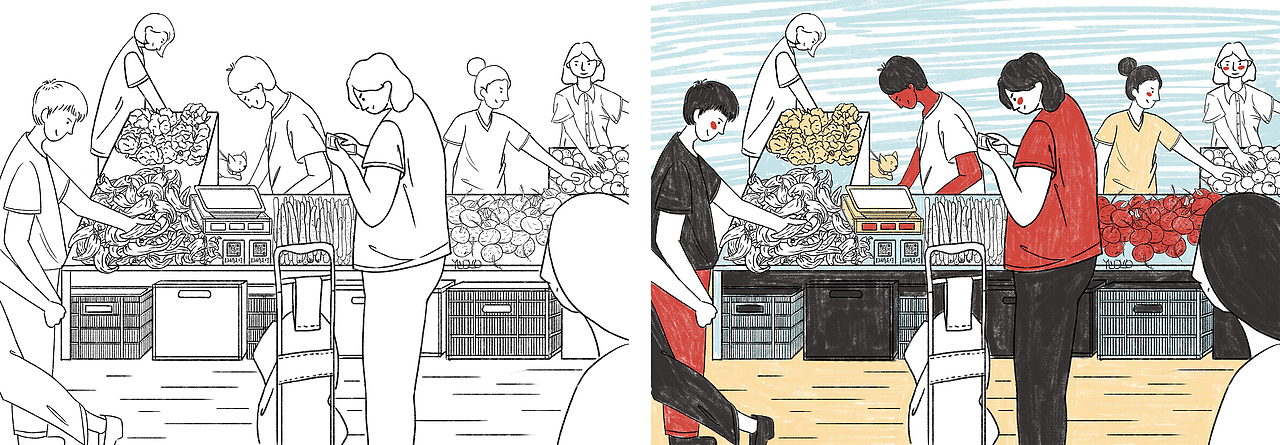 画笔下的人间日常（图ZMjQyMDMyNjgw） - 创作习作 - 站酷设计师丸子丸插画原创素材 - 站酷ZCOOL