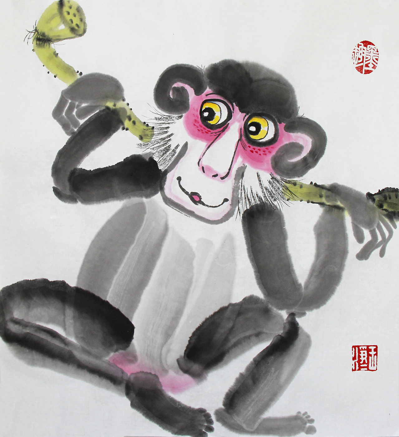 画儿晴天猴年生肖创意纸本水墨画（图ZMzUzMTg1NTY=） - 绘画 - 站酷设计师画儿晴天原创素材 - 站酷ZCOOL