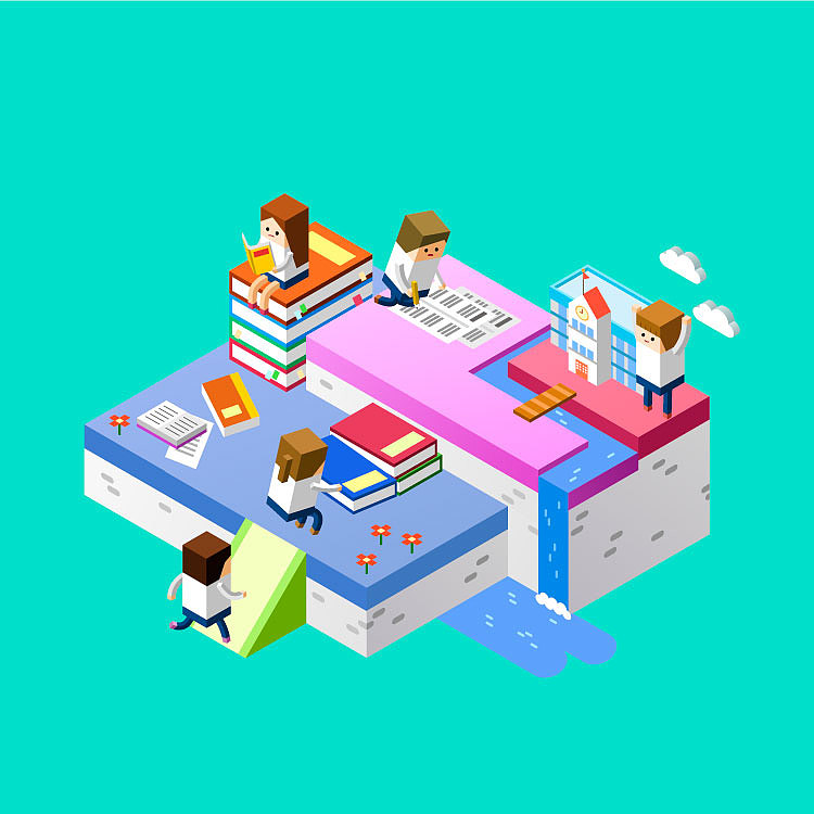 2.5d远程乐高学习教育培训兴趣班校园UI插画海报设计（图ZMTk0Mjk2NTg4） - 艺术插画 - 站酷设计师插画师小宋原创素材 - 站酷ZCOOL