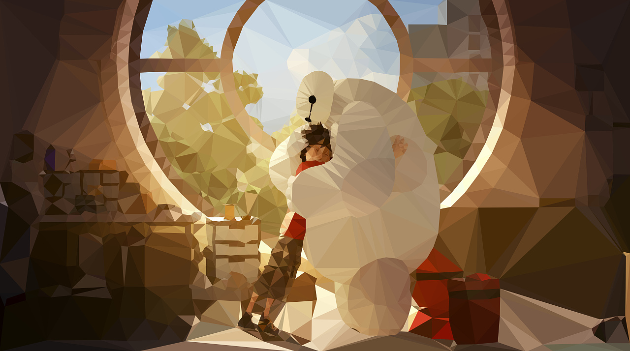 超能陆战队大白海报三角形风格马赛克