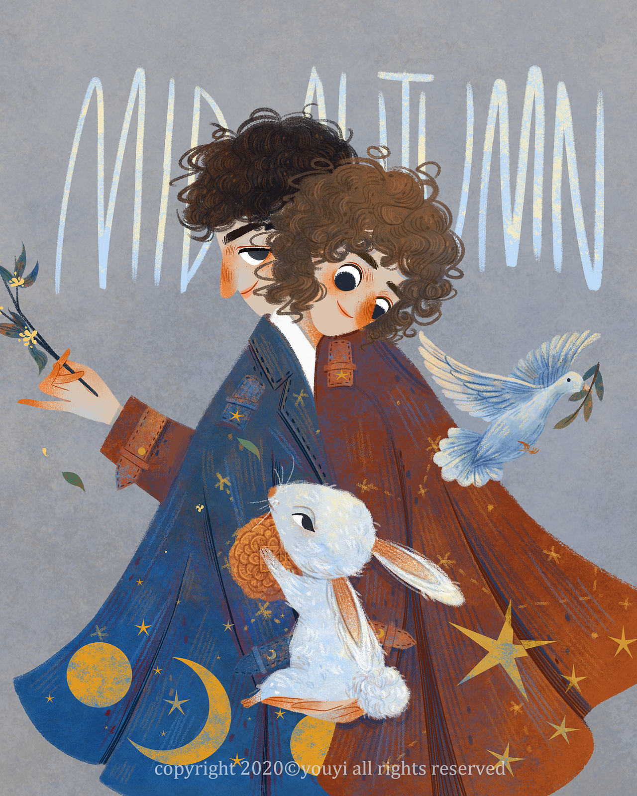 当中秋遇上国庆（图ZMjI2NDY2ODE2） - 儿童插画 - 站酷设计师笑里风月原创素材 - 站酷ZCOOL