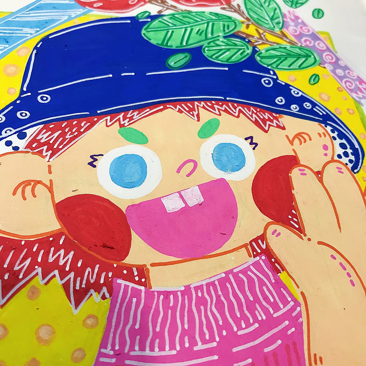 鸡翅笔下五颜六色的女孩子们——丙烯马克笔儿童装饰画