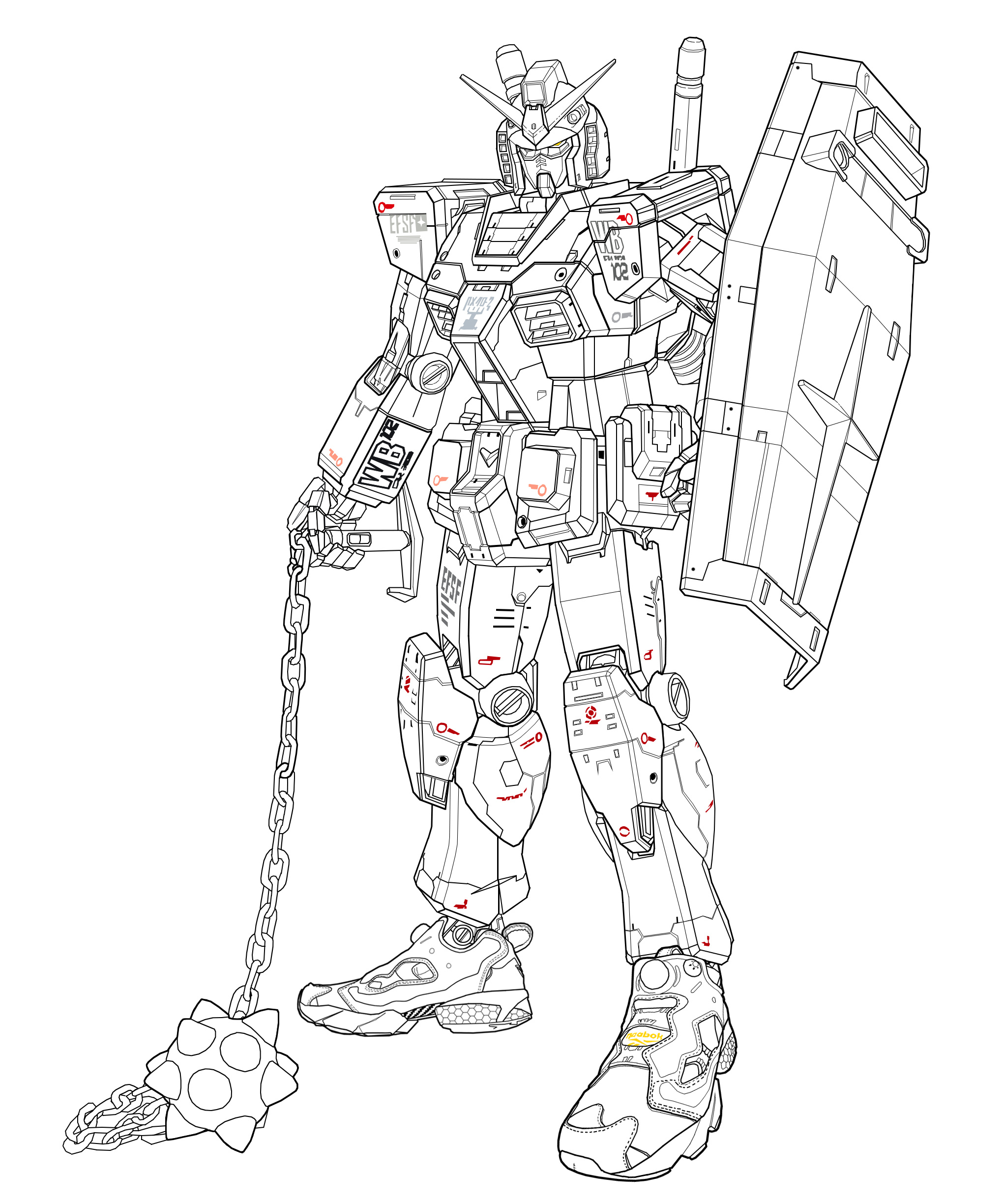 高达要穿高达脚 gundam × pump fury|插画|创作习作|苏立山 - 原创