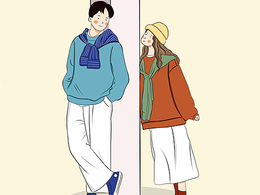 情人节手绘卡通情侣插画