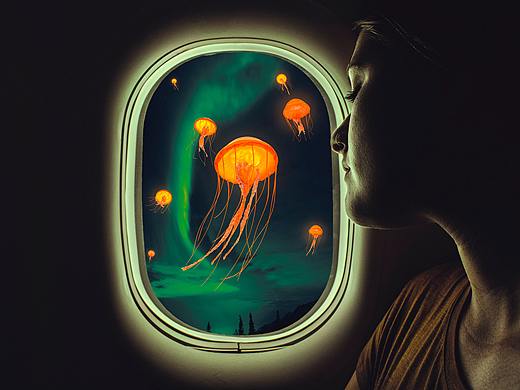 机舱外的海底世界