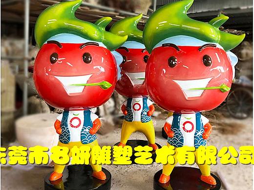 品牌果园玻璃钢西红柿卡通人偶雕塑推动生态农业发展