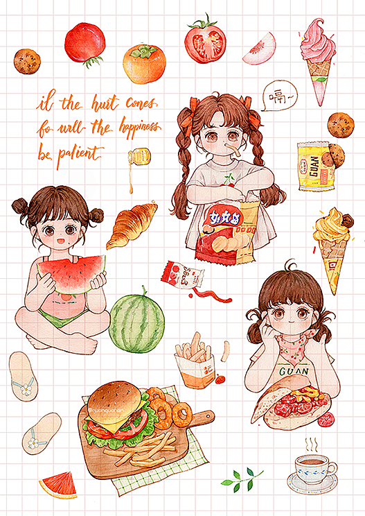 可爱手绘水彩之小时光