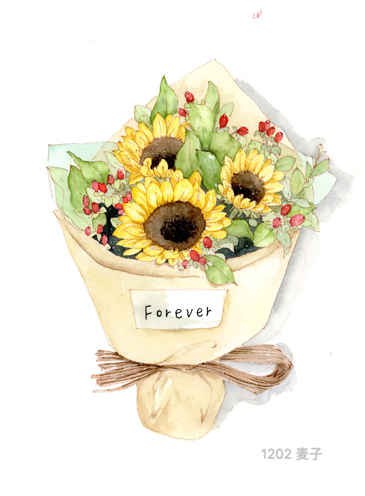 向日葵花束|插画|创作习作|麦子的麦_原创作品-站酷zcool