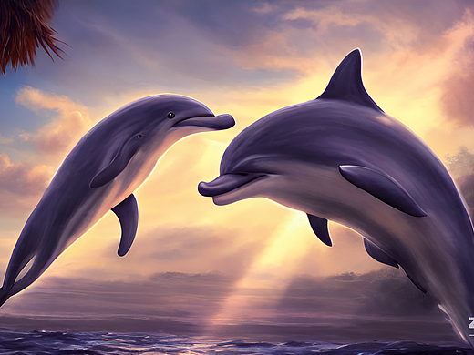 #AI创作实验室#海豚湾恋人,概念艺术,仰角,高度细节