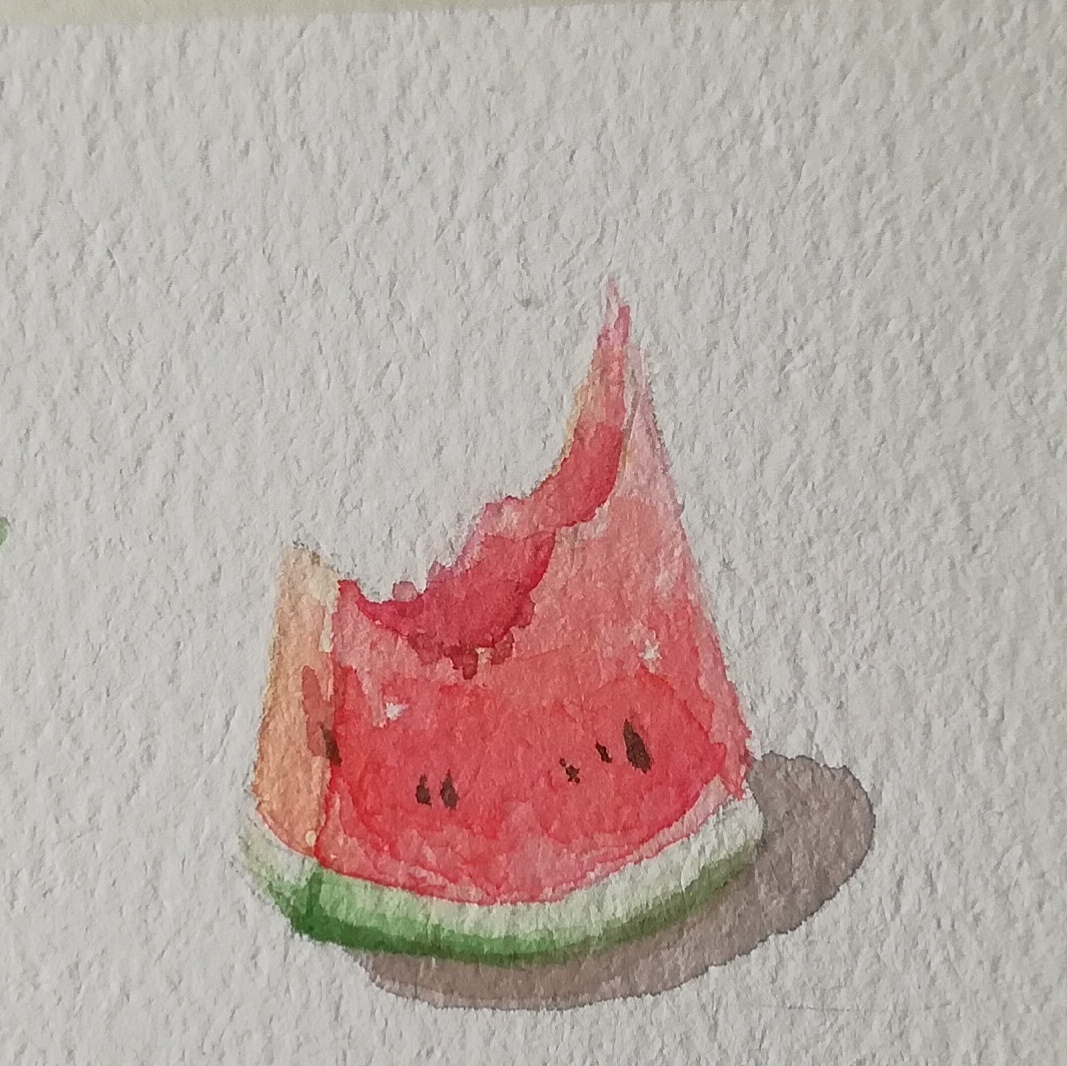 吃西瓜:watermelon:（图ZMTI1MjAyMzg0） - 绘画 - 站酷设计师清芷如初原创素材 - 站酷ZCOOL