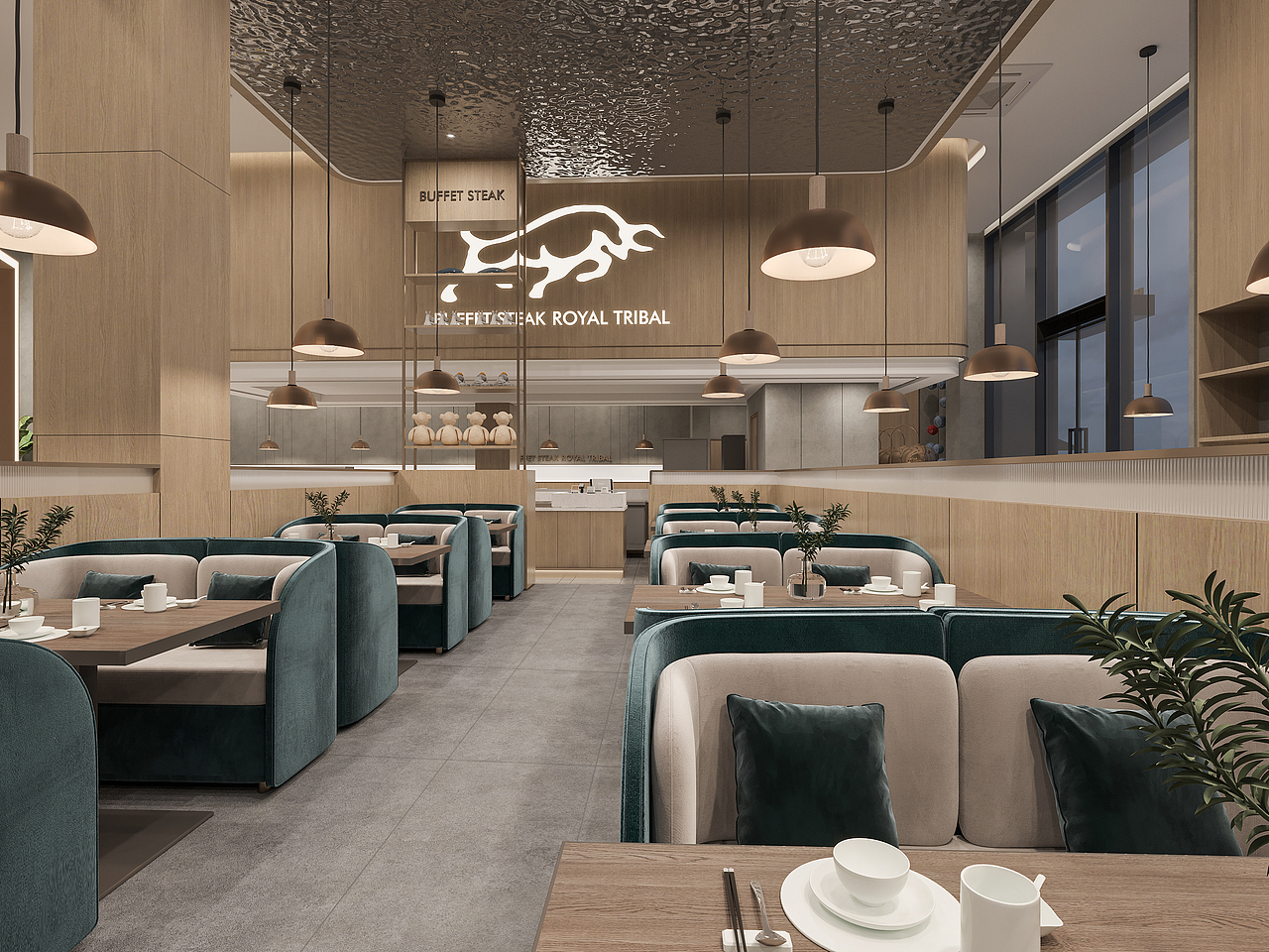 【三景装饰】皇家部落 自助牛排佛堂店（图ZMjI5OTQ1OTgw） - 家装设计 - 站酷设计师sjzs原创素材 - 站酷ZCOOL