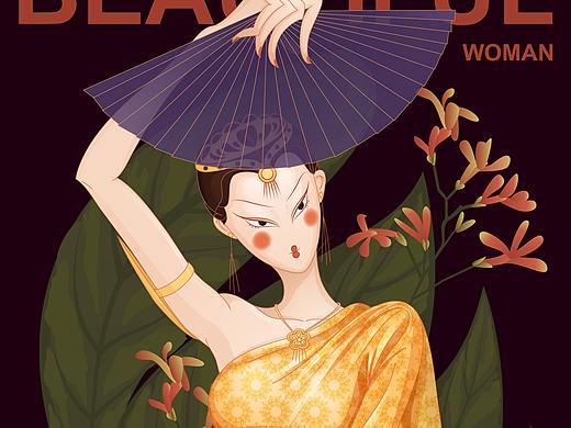 矢量插画-民族风-美丽女人
