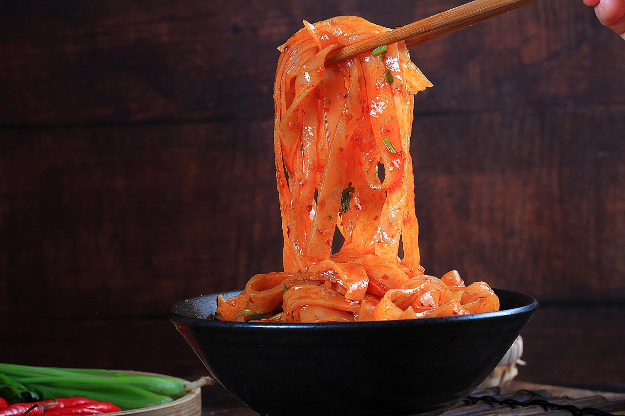 陕西凉皮擀面皮摄影