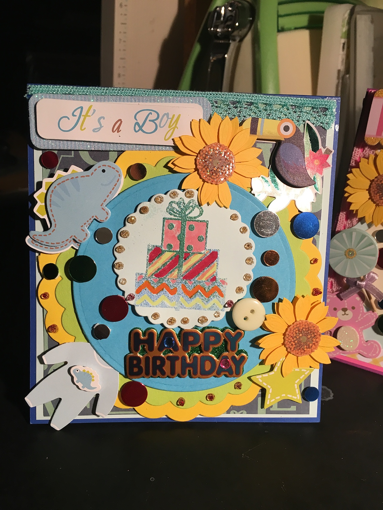 手工diy 生日卡片.