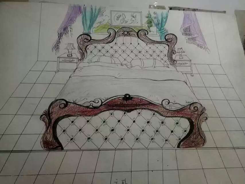 房间内彩铅布局