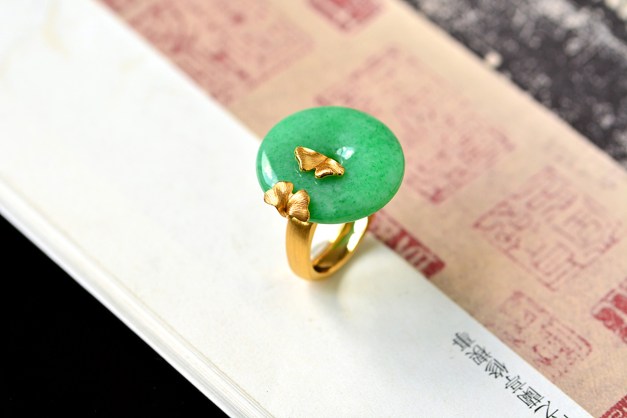 设计师作品|平安扣银杏叶戒指
