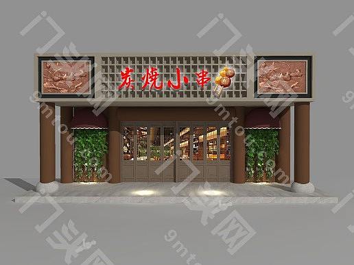 烧烤烤串店铺门头设计_烧烤门头图片_烧烤门头设计素材