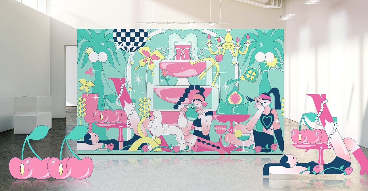 站酷x娇韵诗 #myCLARINS寻找天然好食肌# 夏日午后花园（图ZMjkyODAzNTY4） - 商业插画 - 站酷设计师lyd李一丹原创素材 - 站酷ZCOOL