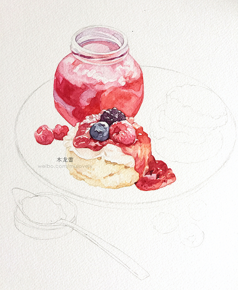[草莓酱] 用水彩记录夏天(多图)|插画|商业插画|木龙蕾 - 原创作品