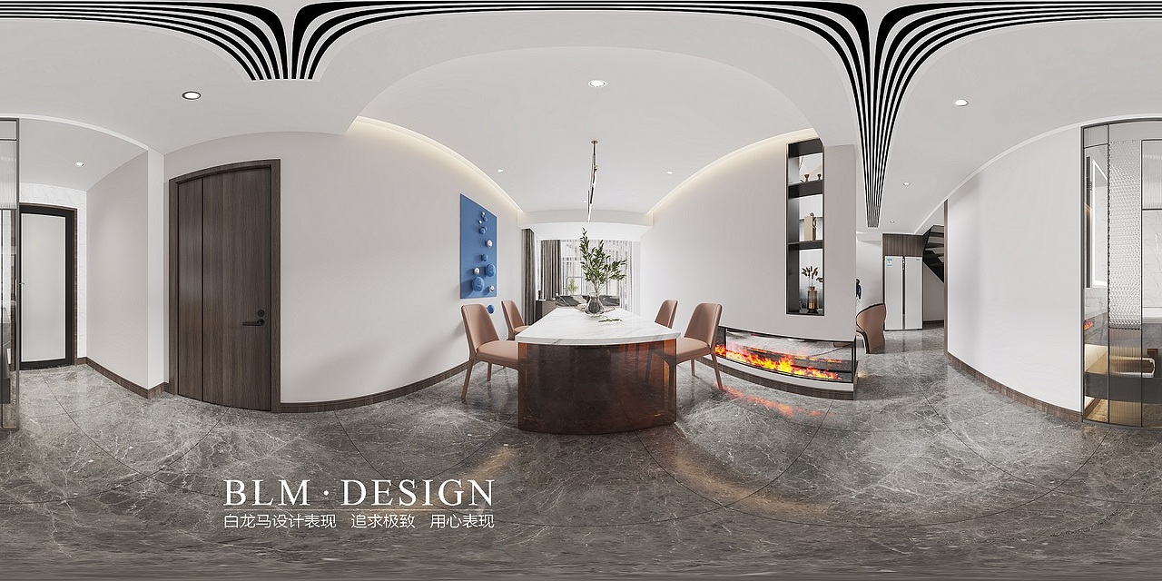 复式公寓客餐厅—白龙马效果图