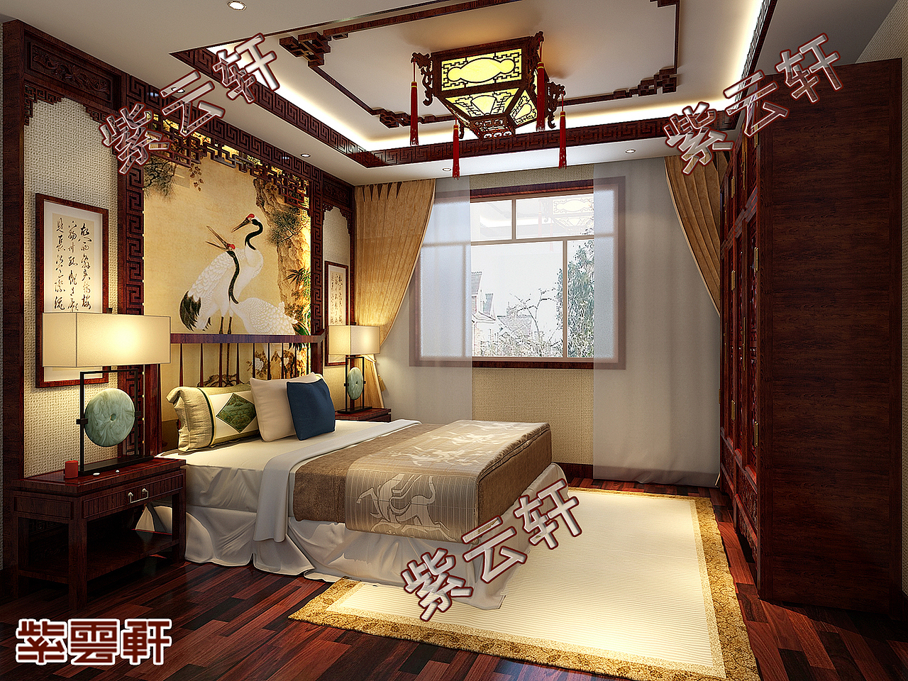 老人房别墅中式装修  紫云轩