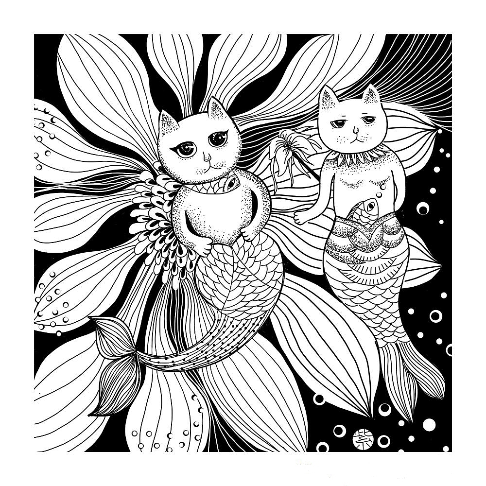 人鱼猫|插画|艺术插画|紫忆小慢_原创作品-站酷zcool