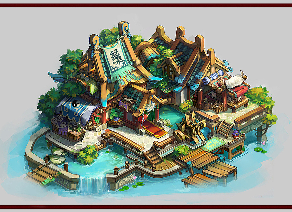 小房子们|插画|游戏原画|氤氲kina_原创作品-站酷zcool