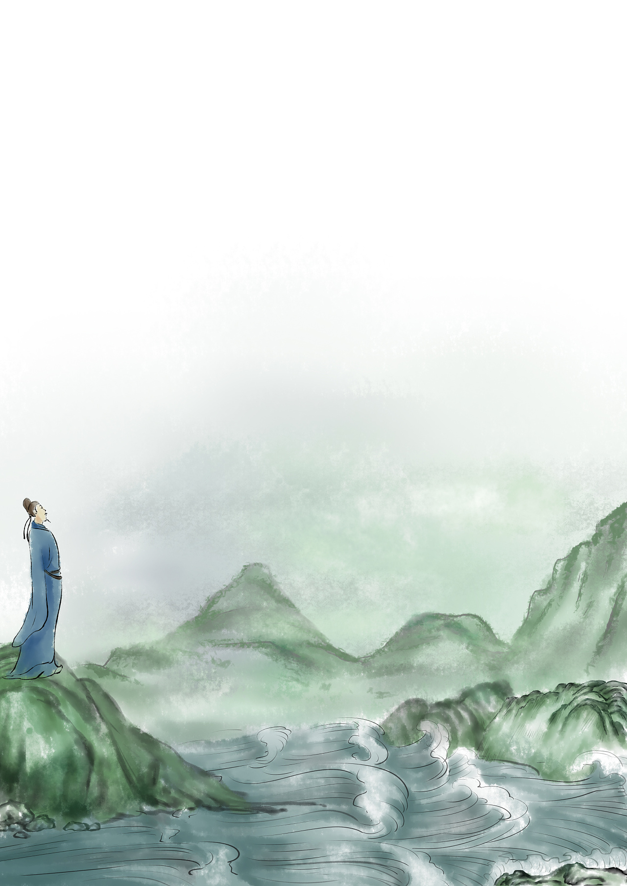 版绘水墨古诗配图