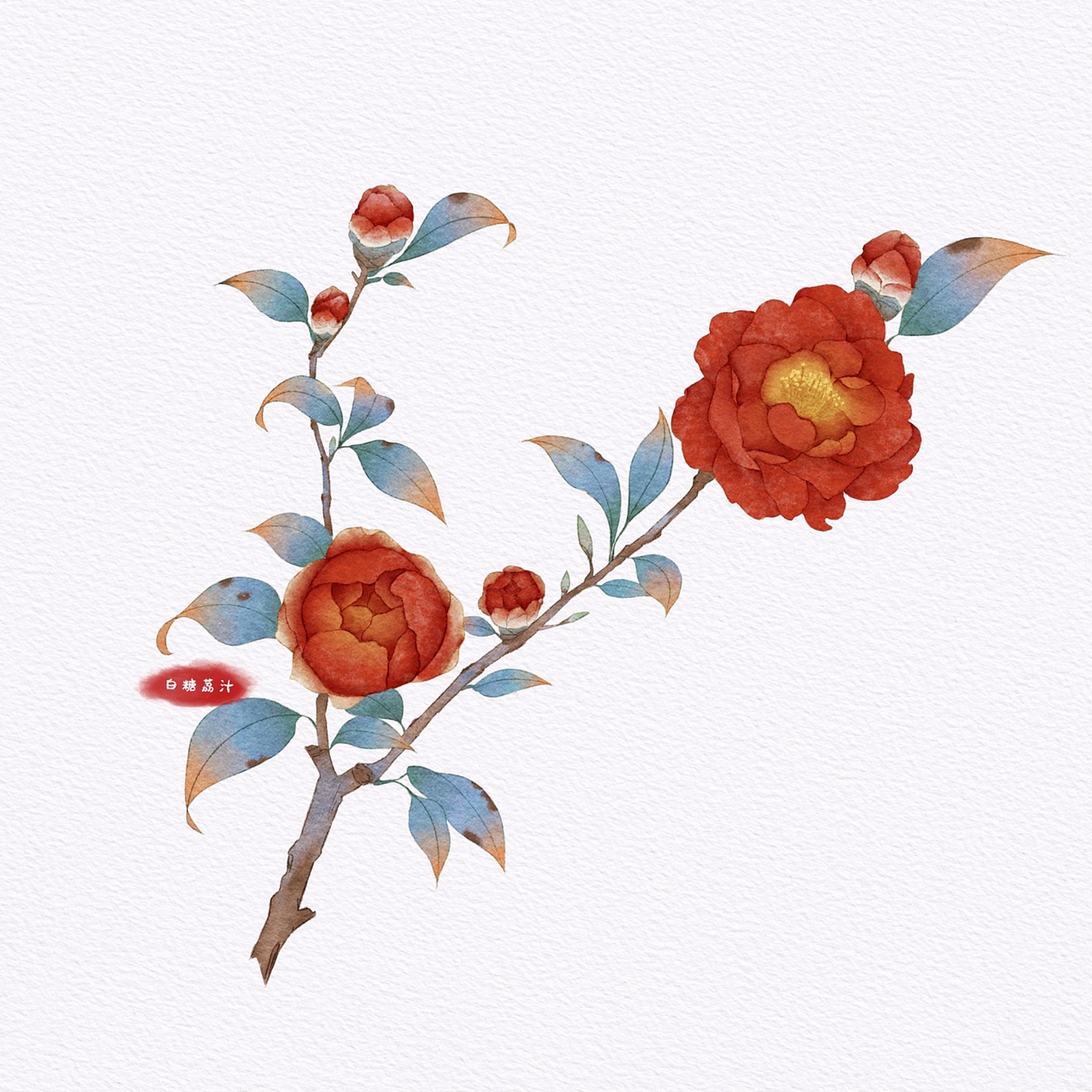 山茶花2（图ZMzc4ODk1ODQ0） - 创作习作 - 站酷设计师白糖荔汁原创素材 - 站酷ZCOOL