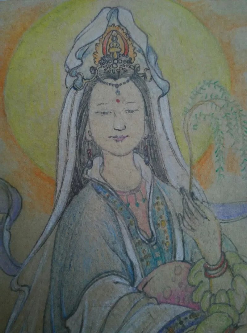 彩铅——观音像