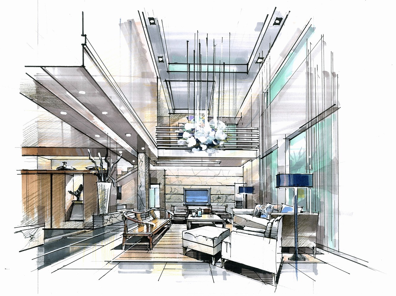 分享收藏规划鸟瞰图室内案例建筑立面设计绘聚手绘景观效果图绘聚手绘