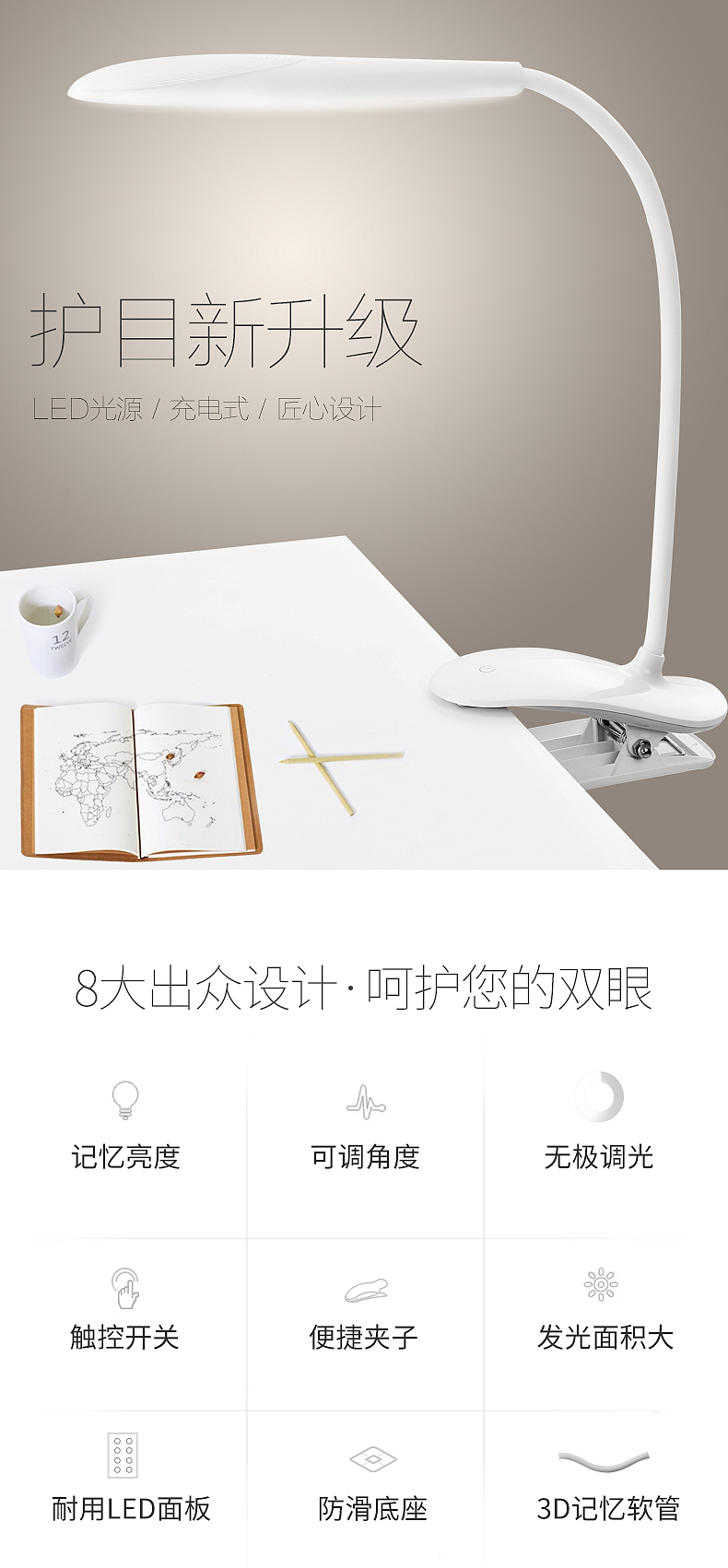 家电家居夹子台灯详情