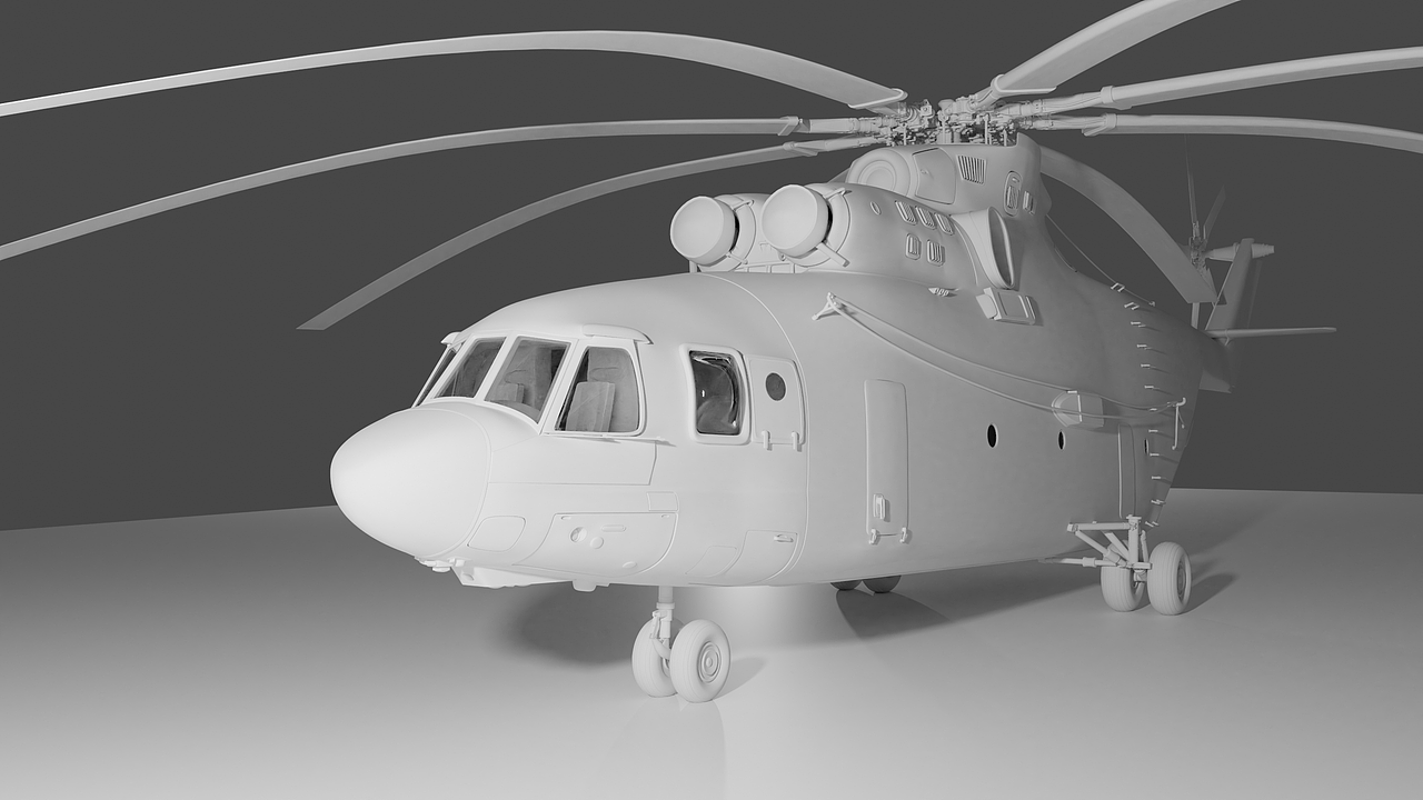 "MI-26直升机" 3D高细节模型 附带插画和制做过程