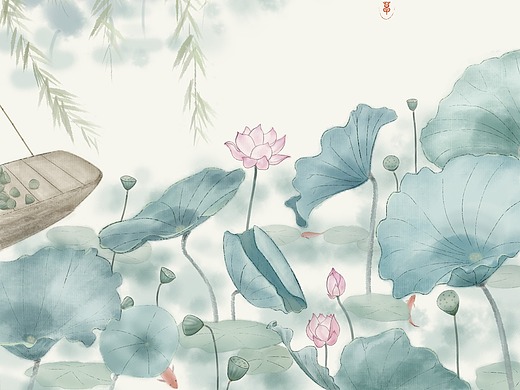 古诗词原创插画-《江南》-汉乐府