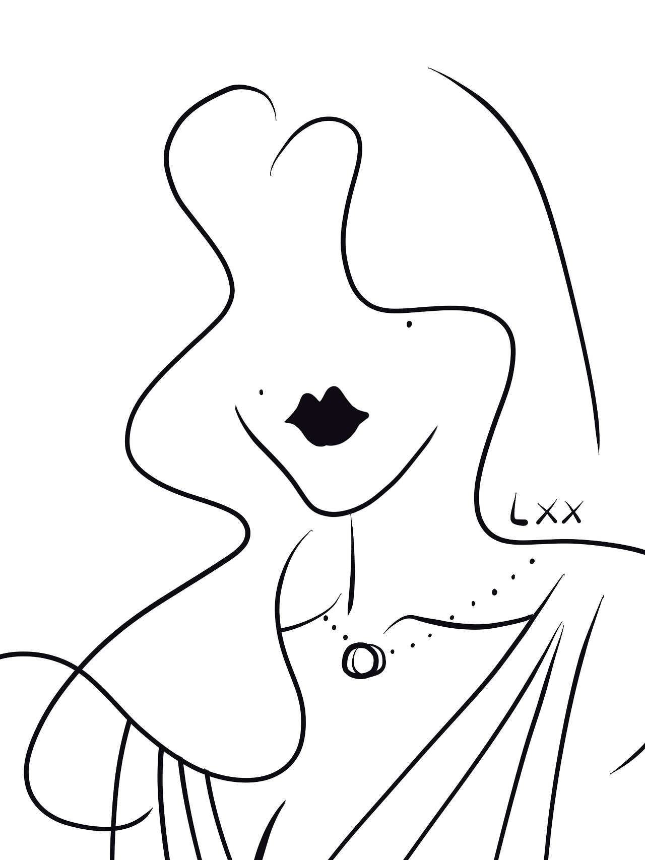 极简风抽象线条设计黑白插画简笔装饰手绘少女