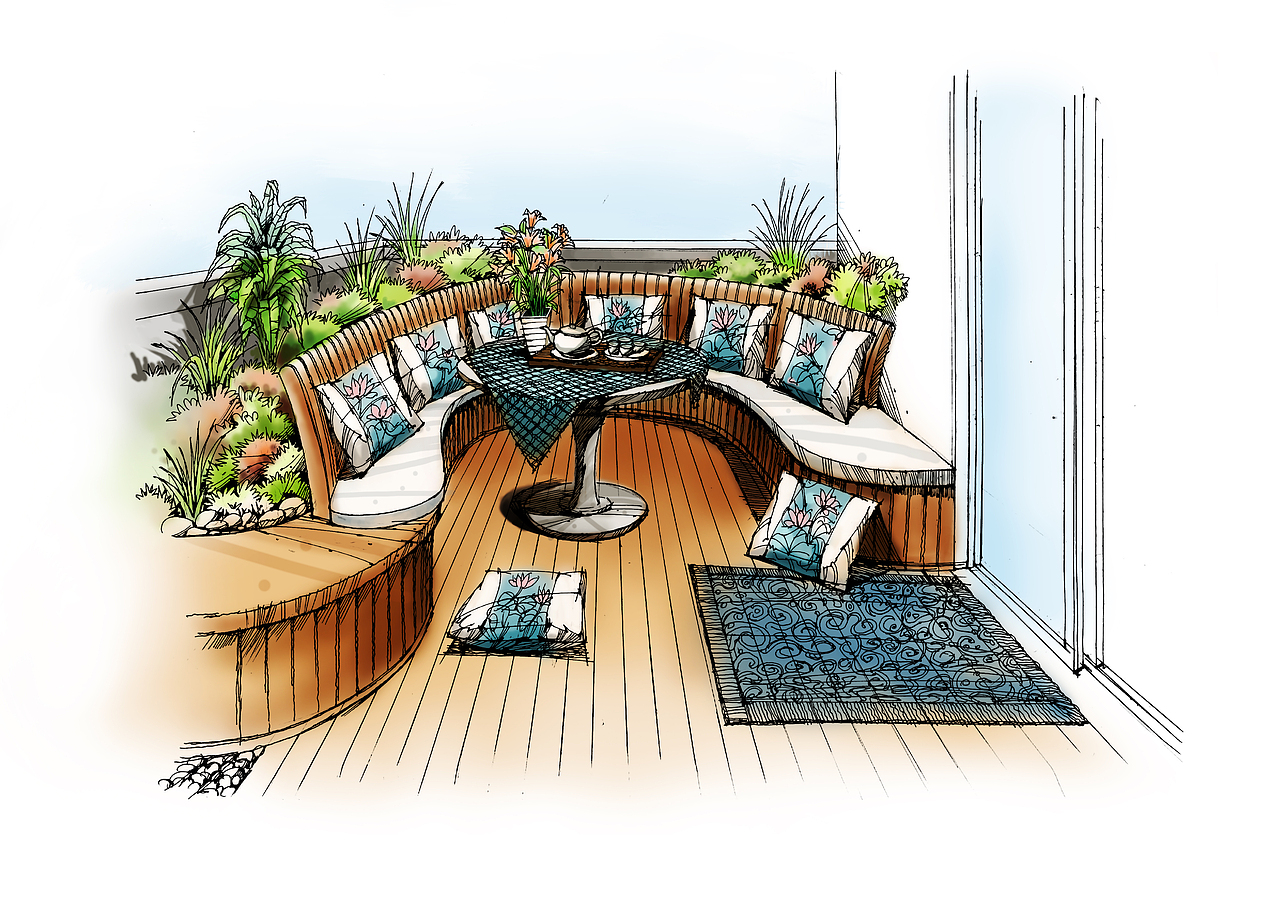 室内手绘效果图（图ZNjUxMjY0OTY=） - 家装设计 - 站酷设计师调色板22原创素材 - 站酷ZCOOL