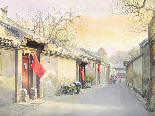 7w纯艺术-绘画老北京胡同系列作品(二)4年前黄有维水彩344181.