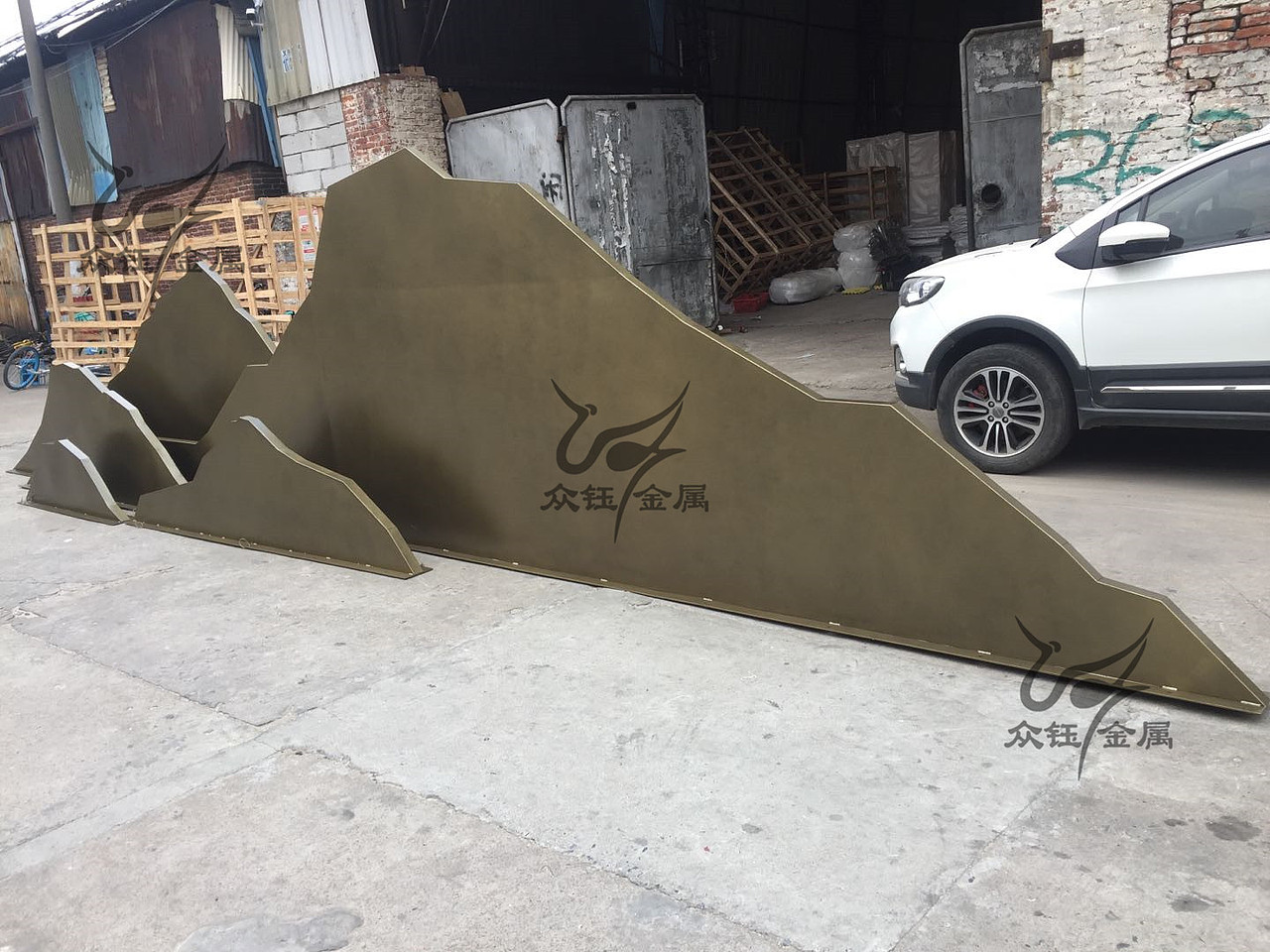 不锈钢围边焊接假山造型景墙景观 售楼处园林新中式风