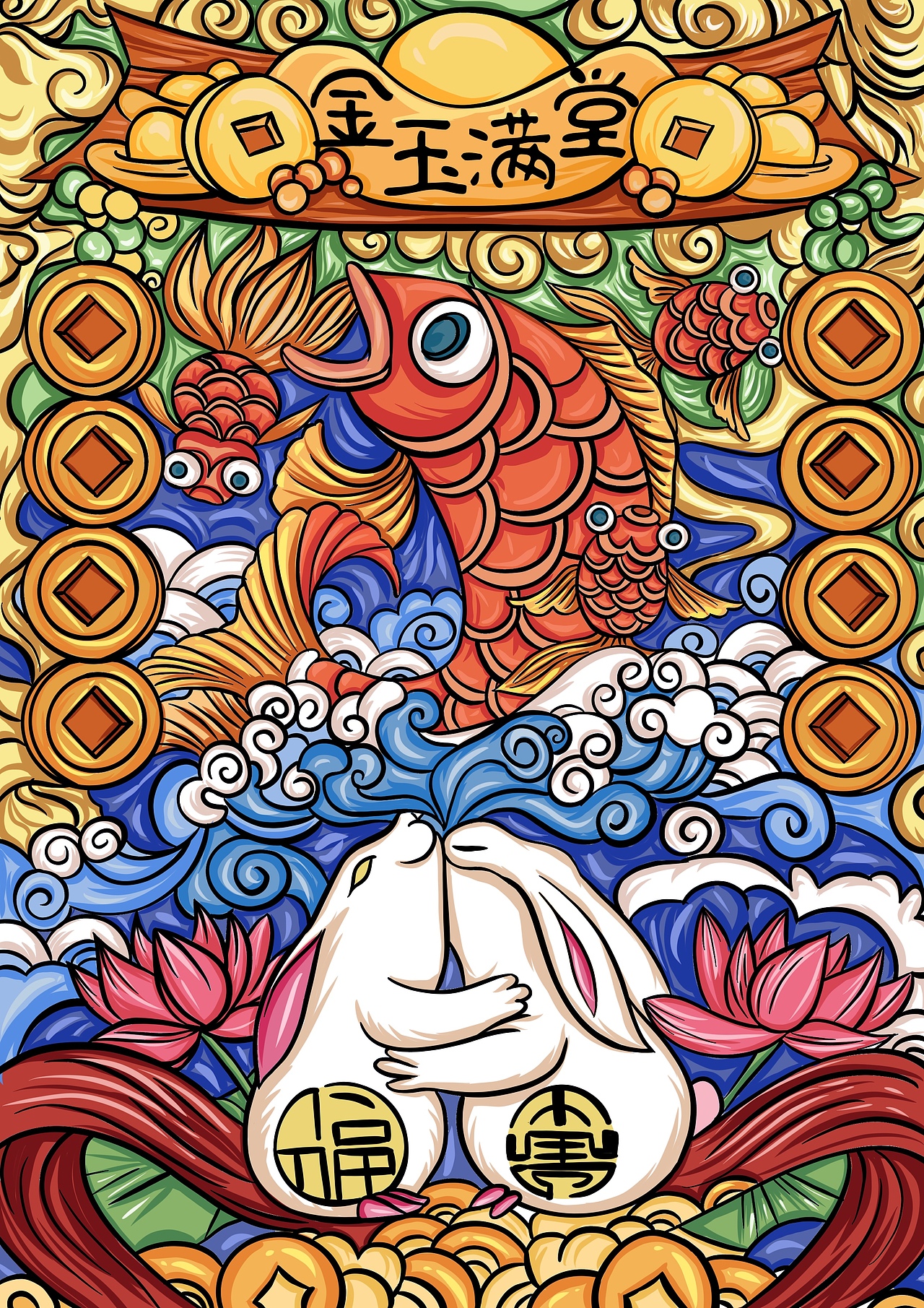 国潮插画吉祥纹样插画设计图案设计