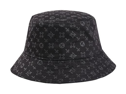 SUNHERO潮牌轻奢老花男女满版LOGO印花黑色渔夫帽韩版