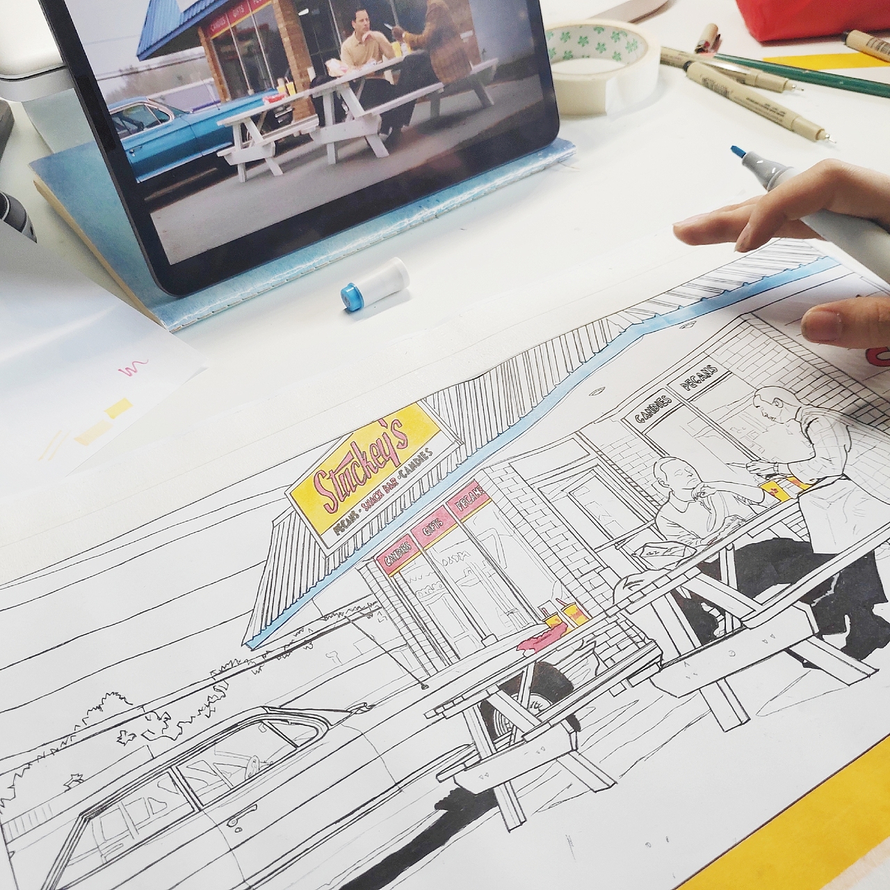 手绘电影《绿皮书》场景