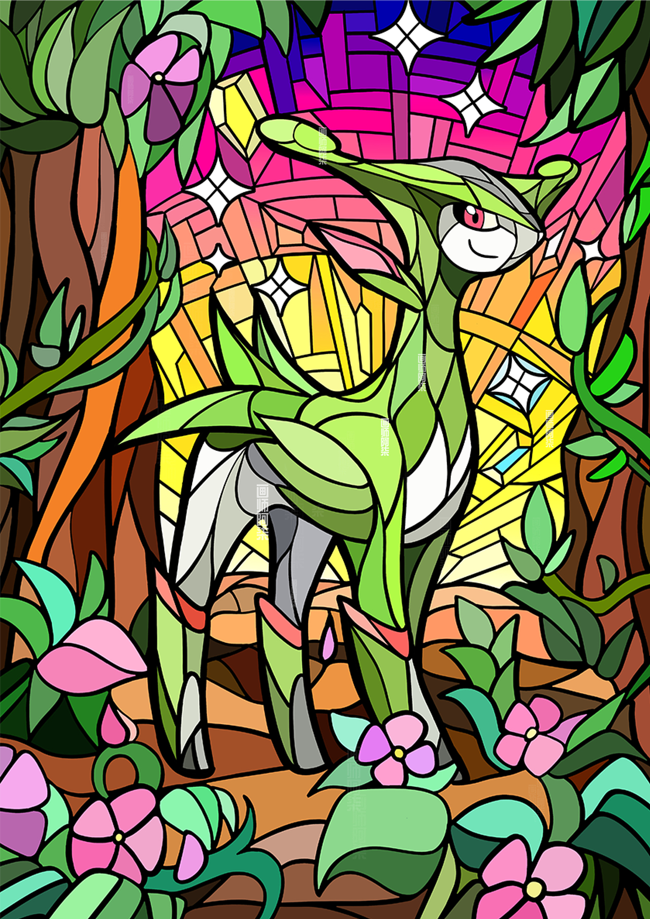 宝可梦卡牌教堂玻璃风格卡牌创作（图ZMzczMTg5NDM2） - 图案 - 站酷设计师画师阿柒原创素材 - 站酷ZCOOL