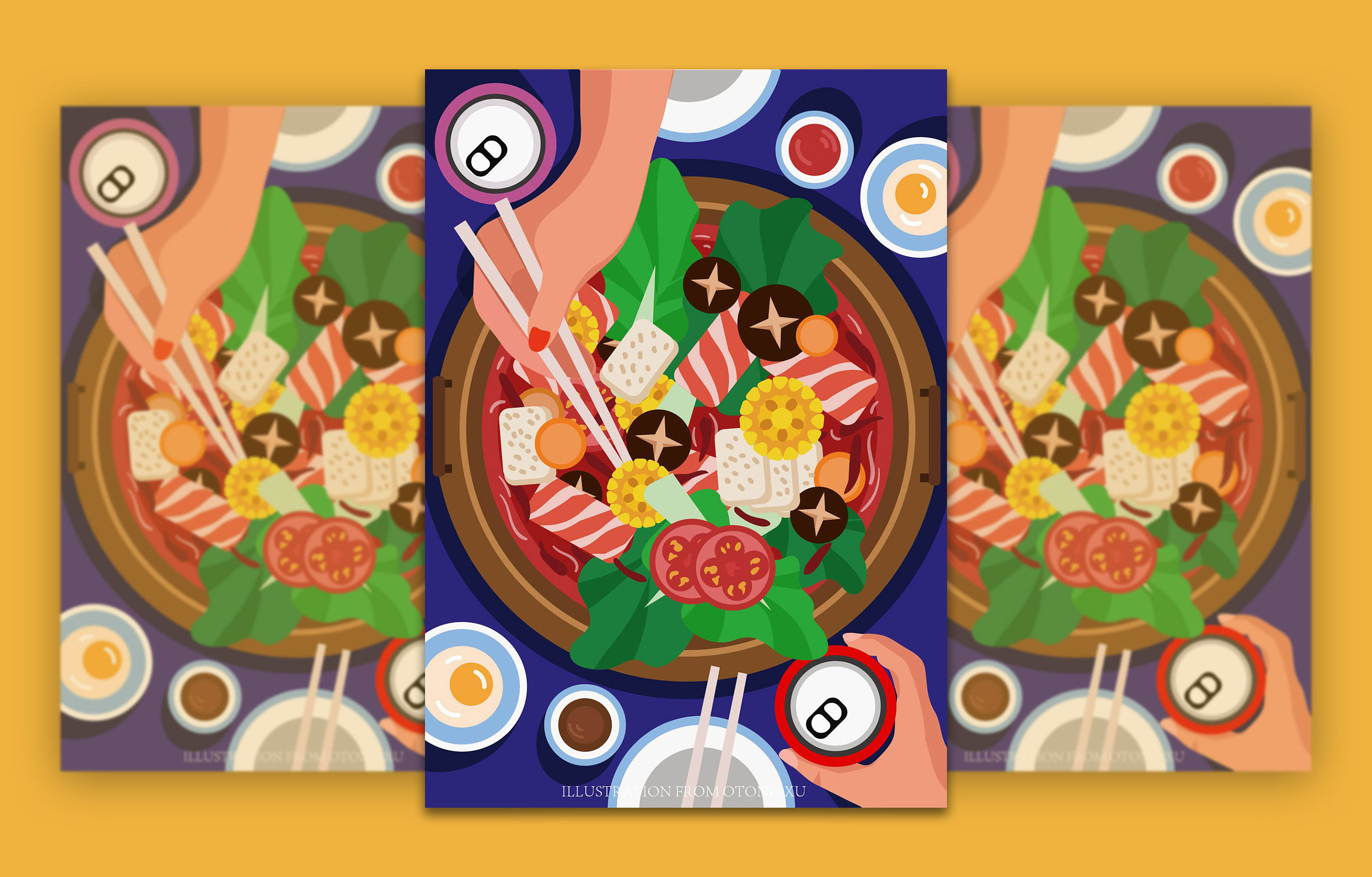 火锅女孩|插画|插画习作|otono_xu - 原创作品 - 站酷 (zcool)