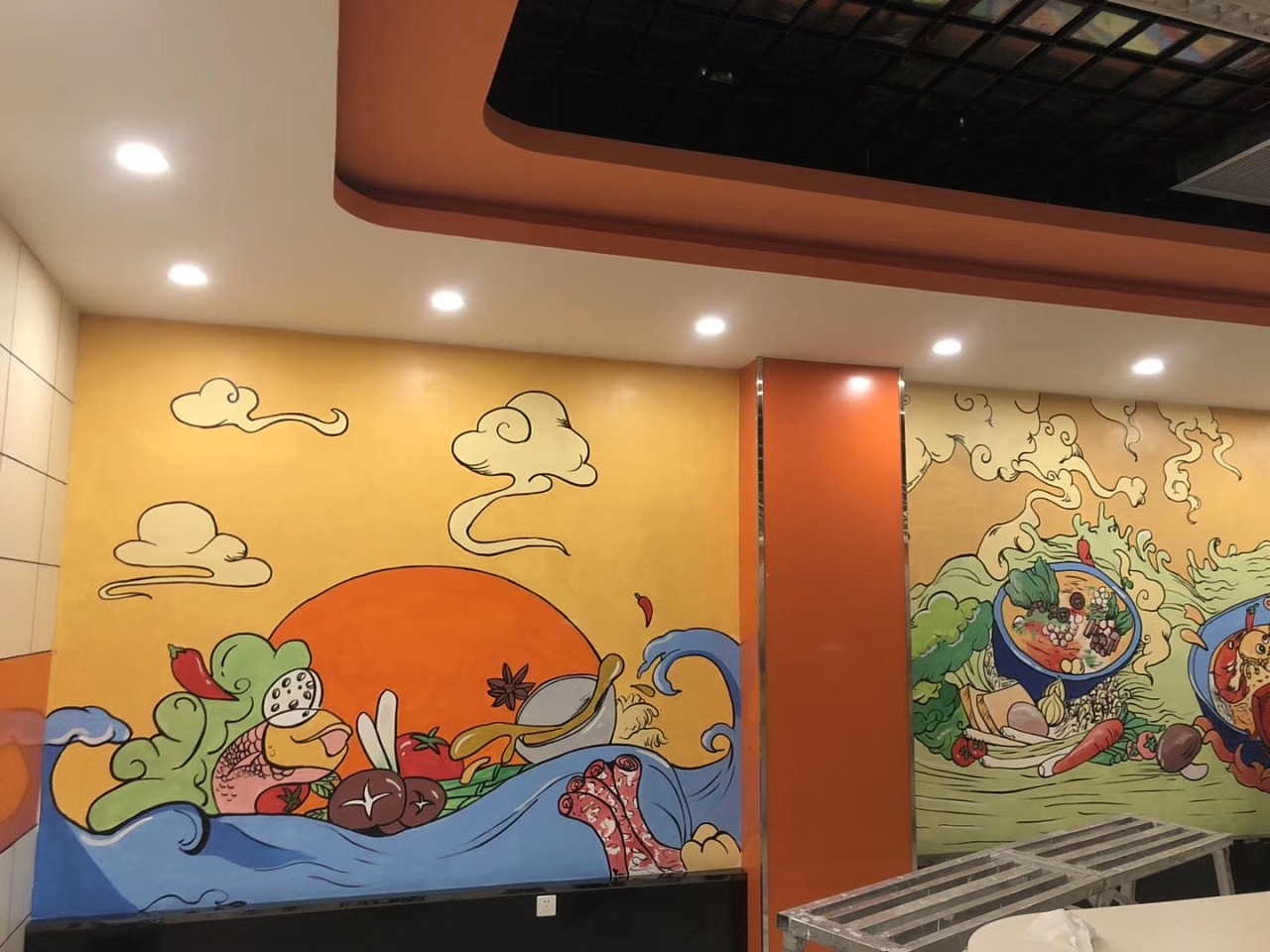 市井火锅墙绘石家庄墙绘刘海乐彩绘画画