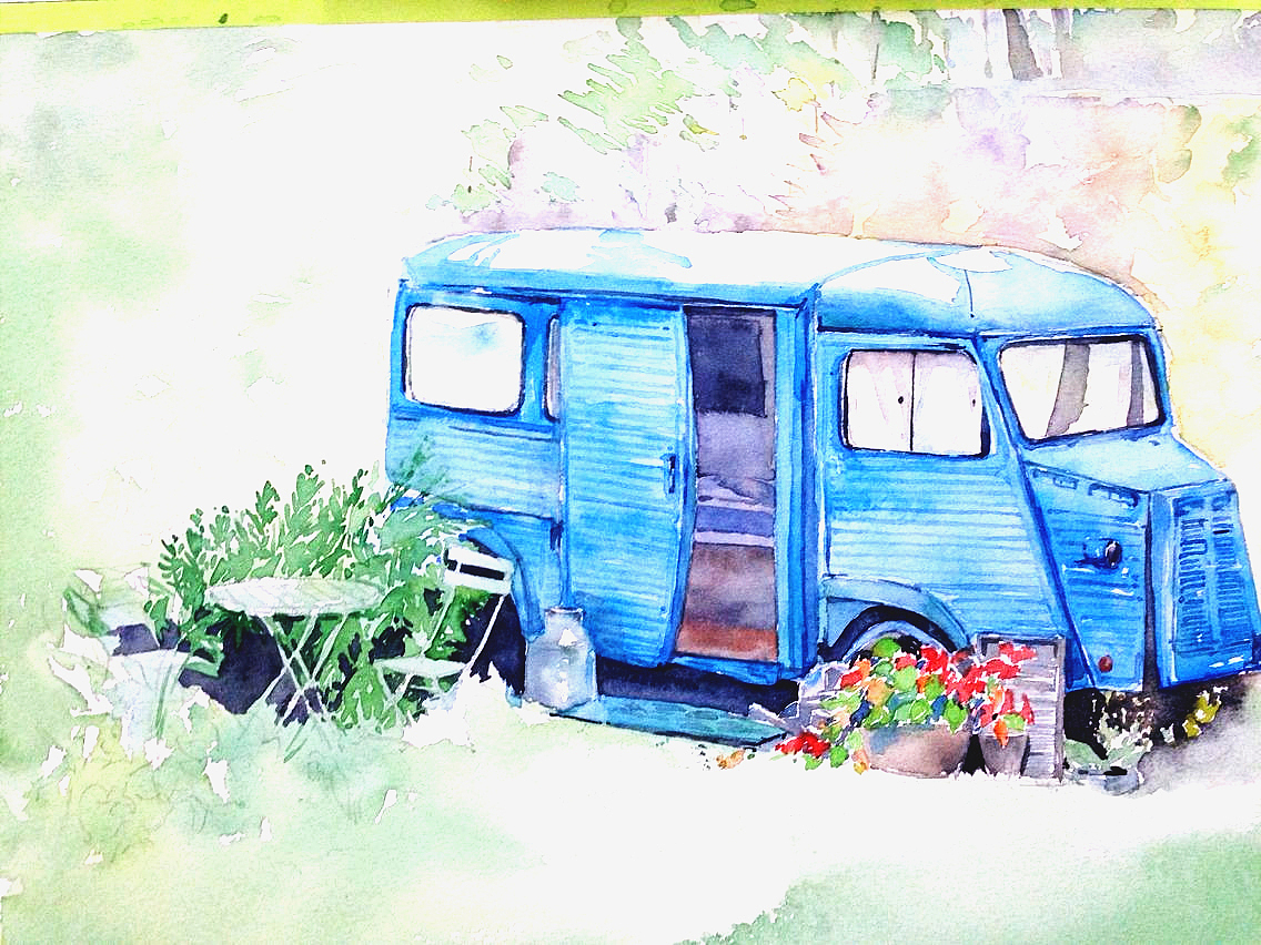 水彩四季风景示范教程—水彩小汽车（图ZMTk4ODg2NTY=） - 艺术插画 - 站酷设计师明天教室原创素材 - 站酷ZCOOL