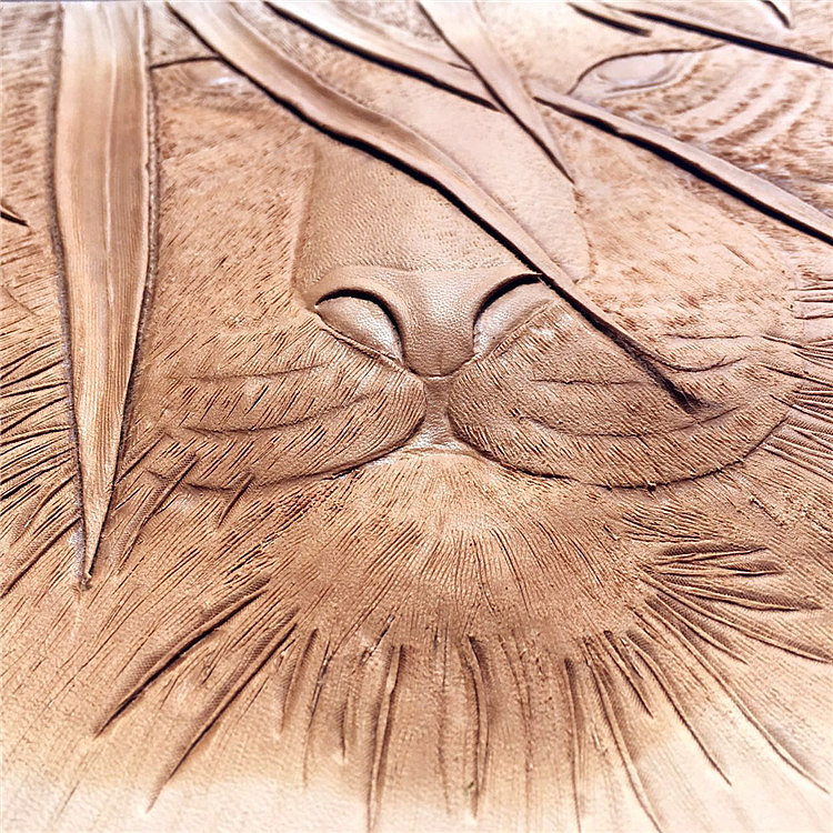 鑫渔皮艺原创纯手工皮雕作品挂画老虎